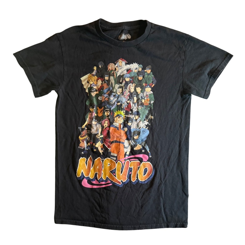Naruto Multi Character Graphic T-Shirt Mens Small Black Anime Viz Media 2002